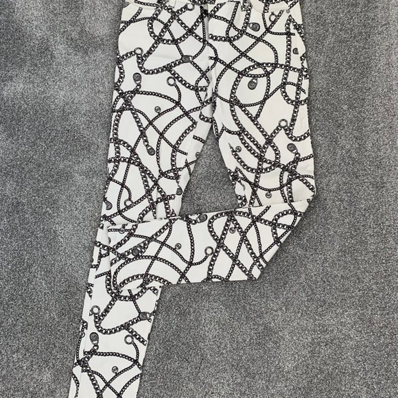 Michael Kors Chain Print White Jean Size 4 - Picture 1 of 5